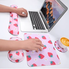 4-Piece Ergonomic Memory Foam Keyboard Wrist Rest, Mouse Pad, Mouse Wrist Rest, Cup Holder Set, Suitable For Laptop, Office, Home, Work, And Gaming