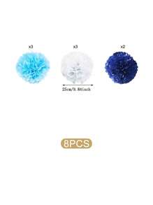 8pcs Tissue Paper Pom Pom Set,Christmas - Multicolor - View 12