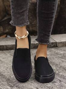 New Couple's Canvas Shoes, Fashionable Casual Walking Shoes - màu đen - Xem 2