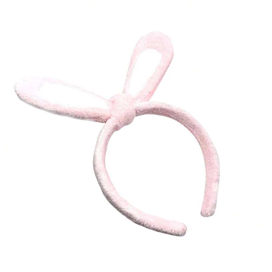 Diadema con orejas de conejo para mujer, bonita diadema de peluche para maquillaje, accesorios para el cabello para Pascua y la vida diaria. - Rosa - Ver 1