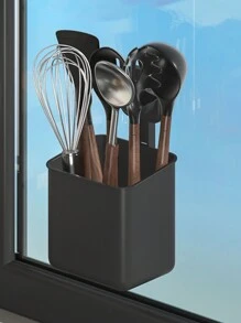 1pc Wall-Mounted Suction Cup Shelf, No-Drill Kitchen Bathroom Organizer, Large Capacity Storage For Spices And Supplies, Ideal For Halloween And Christmas Gifts - Multicolor - View 7