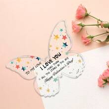 1pc Acrylic Plaque Gift For Her Him Anniversary Day, Butterfly Acrylic Plaque Signs, Wedding Valentine's Day Gift For Girlfriend, Wife, Husband, Boyfriend I Love You More Than All The Stars In The Sky. Happy Valentine's Day!