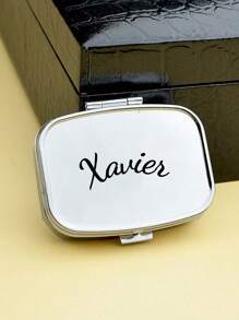 Custom Name 2-Grid Pill Organizer Box, Mini Portable Metal Pill Case For Travel, Outdoor Sports, Pocket Or Purse Bag, Multifunctional Jewelry Earrings Storage Container - Multicolor - View 2