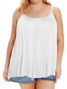 Built In Bra Padded Women Camisole Cami Vest Plus Size 2 In 1 Push Up Tank Tops Summer Beach Flowy Swing Casual Loose Fit Blouse Top Shelf Bra Spaghetti Strap S To 4XL - 白色 - 查看 6