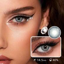 1 副眼部彩妆彩色隐形眼镜，棕色，每年更换，14.5 毫米美容隐形眼镜，适合化妆万圣节服装角色扮演 - 藍灰色 - 查看 3