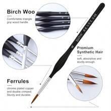 11pcs Small Fine Pointed Tip Paintbrush Set, Micro Sized Detail Paint Brushes Suitable For Acrylic, Watercolor, Oil Painting, Model
