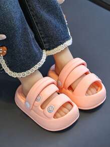 1 双粉色儿童柔软 EVA 防滑室内拖鞋，设计可爱，轻便，适合女孩，适合夏季