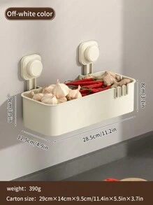 1pc Wall-Mounted Suction Cup Shelf, No-Drill Kitchen Bathroom Organizer, Large Capacity Storage For Spices And Supplies, Ideal For Halloween And Christmas Gifts - Multicolor - View 19