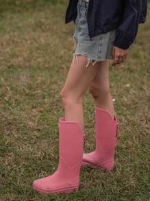 New High-Top Fashion Versatile Cute Waterproof Anti-Slip Soft-Sole Rain Boots, Suitable For Beachcombing - Pink - View 11