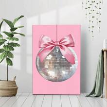 Pink Coquette Room Decor, Coquette Pink Bow Disco Ball Preppy Wall Art, Pink Room Decor Aesthetic, Coquette Posters For Teen Girls Bedroom Decor, Pink Posters Wall Decor - 杏色 - 查看 3