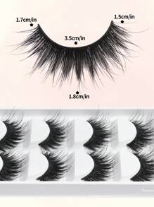 5 Pairs Fluffy False Eyelashes Natural Long Wispy Faux Mink Hair Soft Band Lash Makeup Extensions Easy To Apply For Girl, Travel, Party - 濃密款 - 查看 2