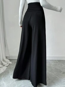 Women's Solid Color High Waist Loose Casual Long Pants