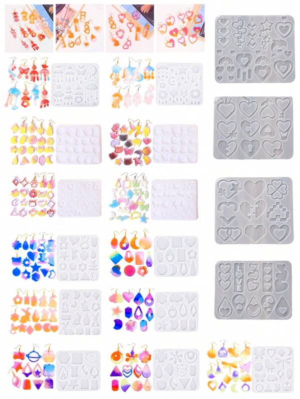 1Pc Animal/Geometry/Heart Earrings Pendants DIY Silhouette Silicone Mold, Resin Casting Molds, For UV Resin, Epoxy Resin Craft Making