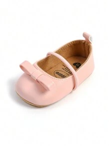 Infant Infant Girls Mary Jane Shoes Non-Slip Rubber Sole Ballet Slippers Princess Dress Wedding Shoes Newborn Crib Shoes First Walkers Shoes - Pink - View 4