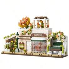 1 Set ABS City Street Scene Building Block Kits, DIY Autumn Flower House, Barista Time Milk Tea Cafe, Fun Small Construction Toys, Develop Hands-On Skills, Creative Home Decor, Gift For Birthday, Holiday, Adults