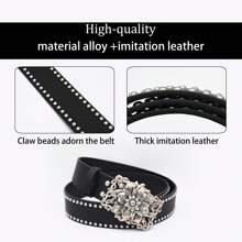 派对聚氨酯皮革简约奢华小众休闲女士腰带 - 黑色 - 查看 6