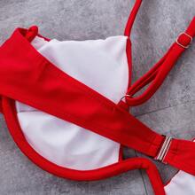 Sexy Women Swimsuit Push-Up Padded Bikini Sets Solid Color Low Waist Swimwear Biquini Bathing Suit Summer Beachwear - Đỏ - Xem 7