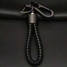 1 pieza Llavero de coche de metal con cuerda trenzada, accesorio creativo de pareja para colgar en la cintura, regalos al por mayor