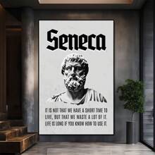 Seneca Quote On Life And Time Large Wooden Framed Wall Art Home Decor Canvas Painting- For Bedroom, Bathroom, Living Room, Office, Kitchen, Holiday Gift- 1pc - Multicolor - View 2