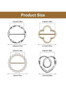 4pcs Scarf Clips - T-Shirt Tie Clips Clothing Corners Tie Pin Buckle, Fashionable Round Metal Shirt Clips For Women (Golden)
