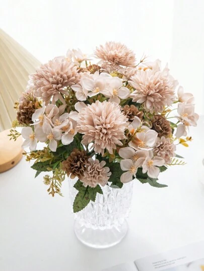 1/3PCS 人造花玫瑰花束，绣花球，牡丹混合花，新娘手捧花，婚礼装饰，DIY 花环材料，生日派对装饰材料，家庭餐厅，客厅，花瓶，户外花园，秋季装饰，情人节，新年礼物