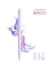 Bolígrafo stylus morado compatible con el lápiz del iPad con carga inalámbrica magnética, con rechazo de palma, sensibilidad a la inclinación, funciona para iPad Air 3/4/5, iPad Mini 5/6/7, iPad 6/7/8/9/10, iPad Pro 11", iPad Pro 12.9", 90mAh - Morado - Ver 2