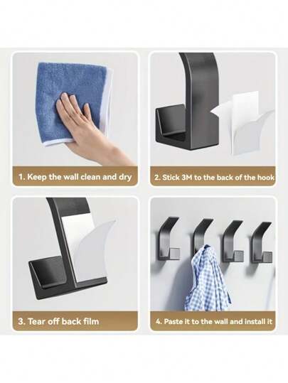 5pcs Self-Adhesive Hooks, No Drilling Required, Plastic Towel Hooks For Bathroom, Clothes Hooks For Wardrobe, Bathrobe Hooks For Bedroom, Key Hooks For Home Organization, Casual Style, Bathroom, Living Room, Kitchen Accessories