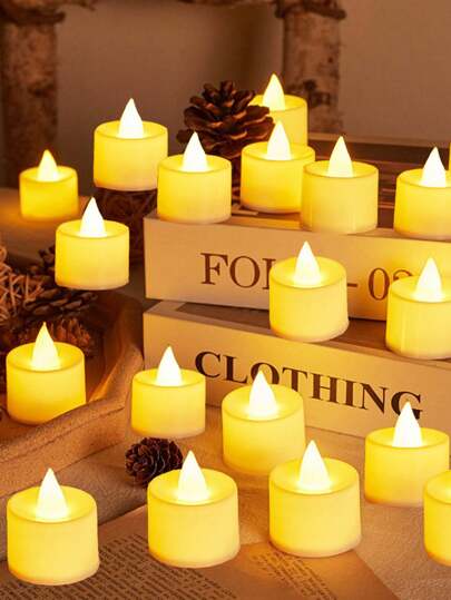 6/12/24支装经典家居装饰电子蜡烛灯，室内装饰LED无焰茶蜡，适用于婚礼派对装饰蜡烛灯（含电池）、生日装饰、节日装饰蜡烛