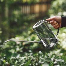 Regadera de pico largo de 1/1.5l con juego de pala de jardinería, maceta de riego para plantas de interior y exterior, flores, oficina - 2 piezas grises de 1 l - Ver 5