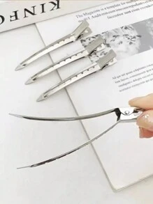 24pcs Duck Bill Clips, Bantoye2.8Inches Rustproof Metal Alligator Curl Clips With Holes For Hair Styling, Hair Coloring, Silver