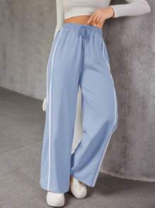 Women's Casual Elastic Trousers, Thin Ice Silk Breathable Loose Trousers - 藍色 - 查看 1