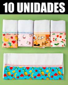 Kit Pano de prato grande com barrado 100% algodão pano de cozinha premium