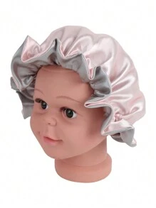1 Pc Satin Sleep Caps For Children Elastic Silk-Like Round Baby Bonnet Doublyer Infant Hair Protective Hat - Multicolor - View 26