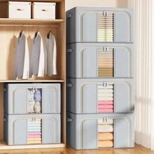 Foldable Clothes Basket Home Storage Bag Large Capacity Clothes Storage Boxes For Cotton Quilt Hat Scarf Storage Box Wardrobe Organizer - Multicolor - View 2