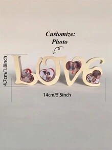定制个性化 4 张情侣照片 LOVEM 木制心形装饰，家居装饰，情人节的完美礼物，定制周年纪念日，结婚礼物，手工情侣艺术品，独特的纪念品，情侣礼物 - 原木色 - 查看 7