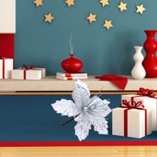 Christmas Tree Flowers Artificial Faux Flowers Decoration Christmas Tree Picks Ornaments - Red - View 7