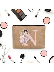 Unique Storage Bag, Cosmetic Bag, Holiday Gift Bag, Square Bag Storage Bag, Multi-Functional And Lightweight Storage Of All Small Items~! Daily Travel Vacation, College Students Outdoor Vacation, Classic Simple Solid Color, Cute Cartoon Letter Pattern, Fashion Bag, Good Friend Travel Accessories, Student Men And Women,Boho Vibes,For Holiday Beach, Bathroom Collection, Bedroom Collection, Large Capacity