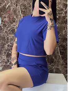 Women Two-Piece Outfits - 寶藍色 - 查看 2