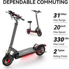 Adult Electric Scooter (Folding Scooter With Seat), 48V/12Ah Large Capacity Battery, 200W Brushless Motor, Range 20-30KM, Colorful Display, 10-Inch Tires, Charging Time 6-8 Hours, A Good Gift For Your Friends At Christmas And New Year. - UK Plug(220-240V) - View 9