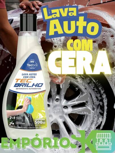 Lava Auto com Cera 500ml Tec Brilho Lavagem De Carros Motos Caminhões Protege Dá Brilho