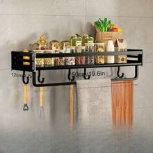 1pc Thickened Kitchen Storage Rack For Spice Utensil Hanging, Drainage Rack For Cloth/Chopping Board/Ladle, Suitable For Kitchen Storage