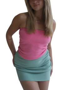 Women Y2k Knit Vest Top Sexy Strapless Sleeveless Tube Top Cute Knitting Solid Color Strapless Top Summer Going Out Crop Top Casual Party Street Top - 粉色 - 查看 2