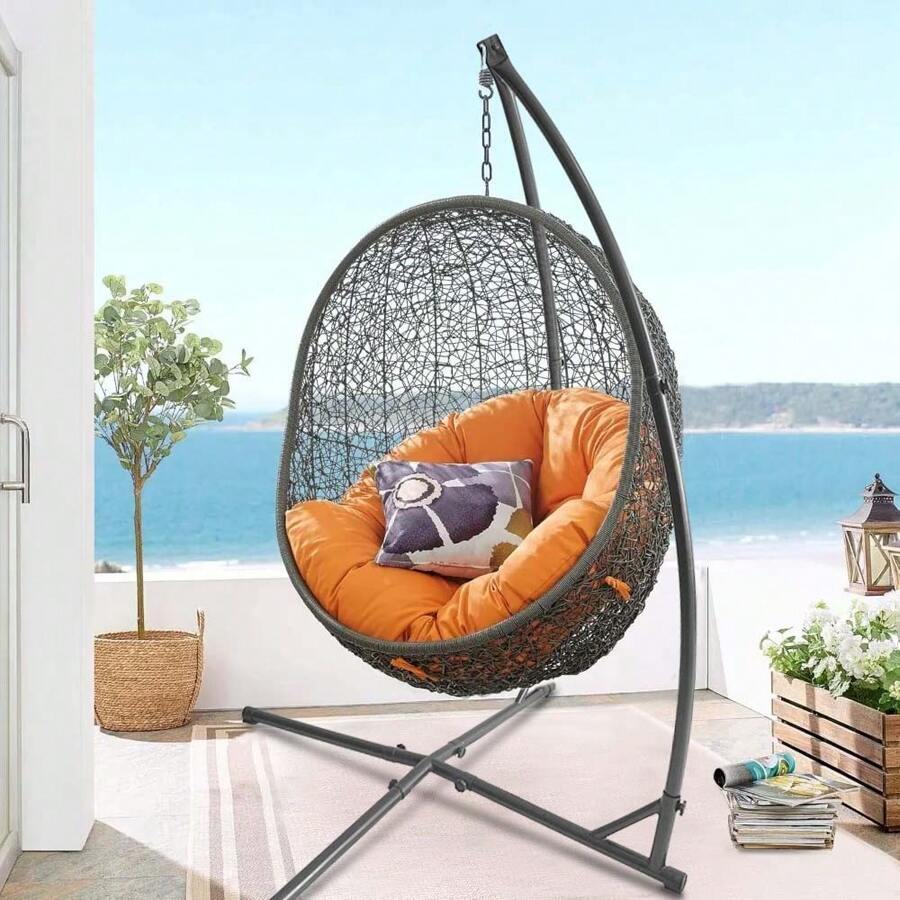 Höhe 215cm Hängemattenstütze, Gestell für Hängesessel, Stahlgestell für Hängestuhl, 110 x 113cm, Innen- und Außenbereich