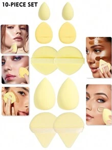 5/10/20/30/40/50/60/80/100PCS Makeup Tools Set Including:10PCS Makeup Sponges For Liquid Makeup+10PCS Mini Makeup Sponges For Liquid Makeup+10PCS Triangle Powder Puffs For Loose Powder And Makeup Setting+10PCS Air Cushion Powder Puffs For Facial Makeup+10PCS Mini Air Cushion Powder Puffs For Facial Concealer Makeup - Màu vàng - Xem 15