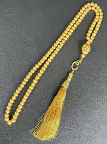 1 pieza 99 cuentas de oración de perlas falsas de vidrio de 6mm, pulsera con borla, pulsera de mano, decoración de muebles