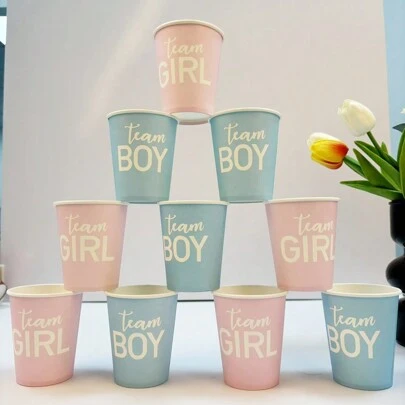 10pcs/20pcs50pcs Gender Reveal Party Paper Cups Pink And Blue Gender Reveal Cups He Or She Gender Reveal Birthday Shower Party Decorations Supplies