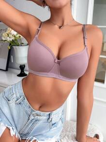 3PCS Lady's Comfortable Sleep Multicolour Casual Wireless Soft Cup Solid Underwear Lingerie Bra