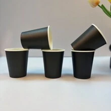 10 件/20 件/50 件黑色纸杯、纸咖啡杯、一次性饮水杯、热/冷饮纸杯、纸质派对杯，适合热水、果汁、派对、野餐 - 黑色 - 查看 3