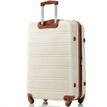 4-Wheel ABS Hard Shell Travel Trolley Suitcase Set, Hand Luggage 24 Inch, Ivory And Brown - Multicolor - View 3