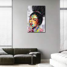 1pcs Framed African American Woman Canvas Wall Art Painting Print Poster Suitable For Modern Living Room Bathroom Bedroom Hotel Apartment Villa Gallery Ladies Room Homestay Kitchen Dining Room Entrance Porch Classroom Office Fashion Decoration Ready To Hang - Multicolor - View 2